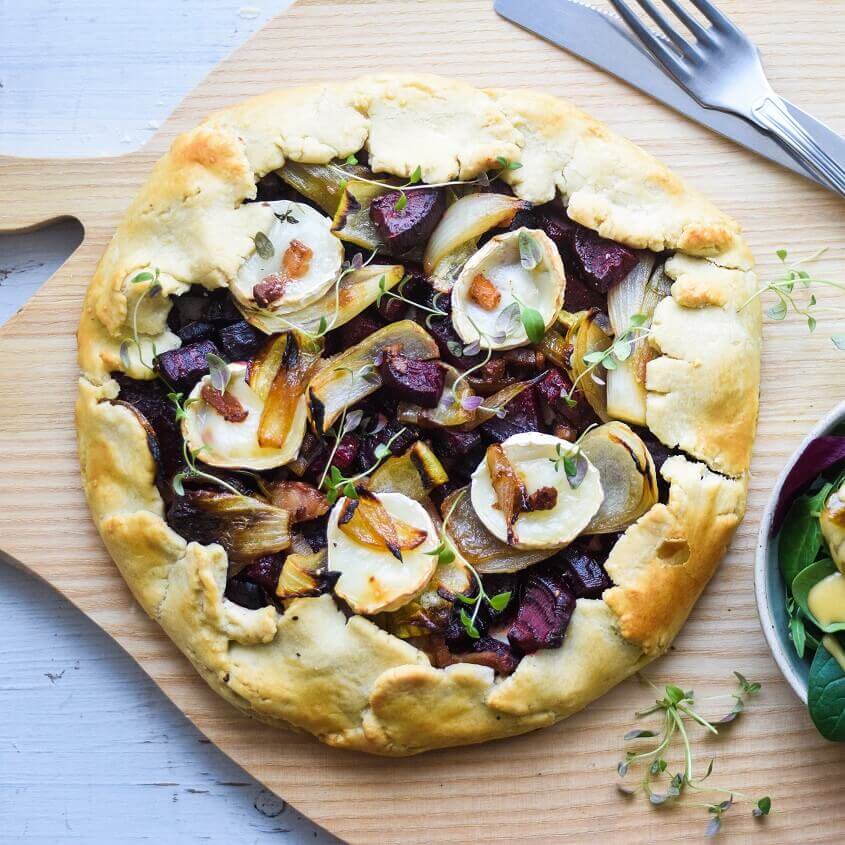 Galette opskrift med bacon, rødbeder og gedeost